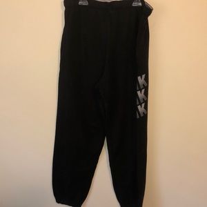 PINK Gathered Bottom Black Sweatpants